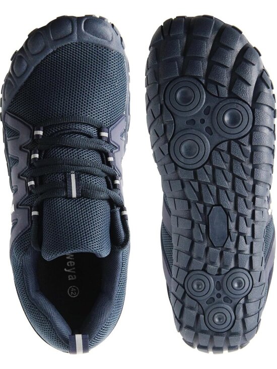 Weweya Men\'s Blue Rubber Minimalist Barefoot Wide Toe Lace Up Athletic Shoes